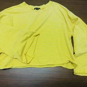Versona Yellow and White Striped Crop Top